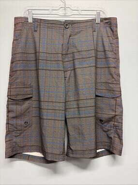 No Fear - Men's Plaid Performance Shorts Size 32 - 12” Inseam / Cargo Pockets